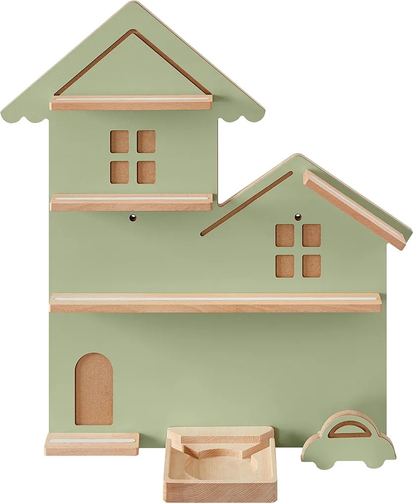 Prateleira para brinquedos de montagem fácil 18 x 55,6 x 59,7 cm verde louro