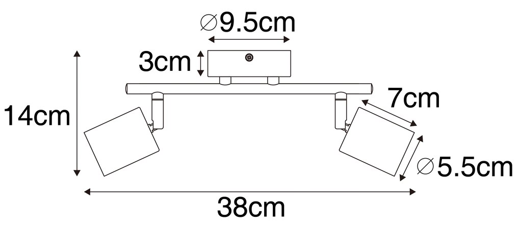 Projetores industriais pretos com madeira inclinável 2 luzes - Jeana