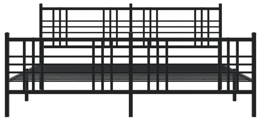 Estrutura de cama com cabeceira e pés 183x213 cm metal preto