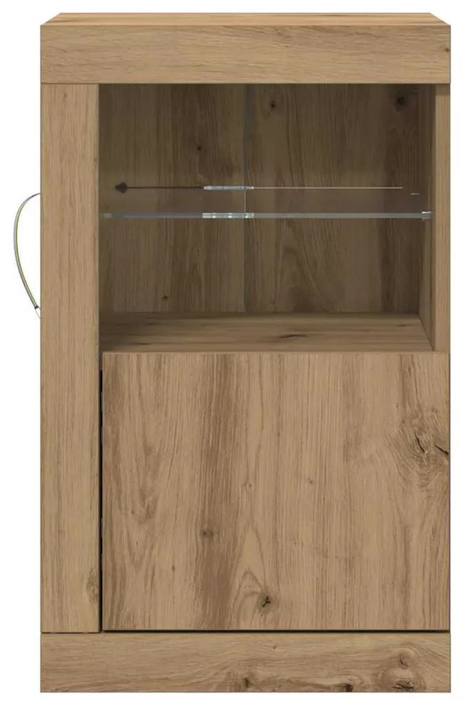 Buffet vidaXL com Luzes de LED Carvalho Artisan 41x37x67 cm