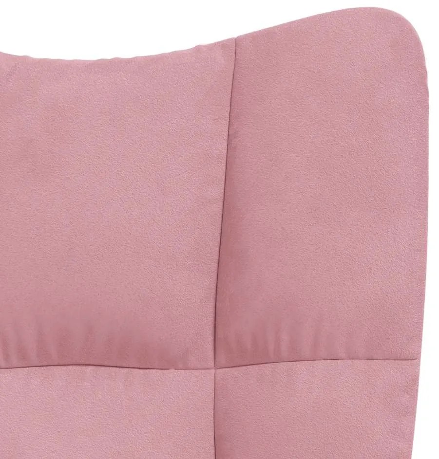 Cadeira de descanso com banco veludo rosa