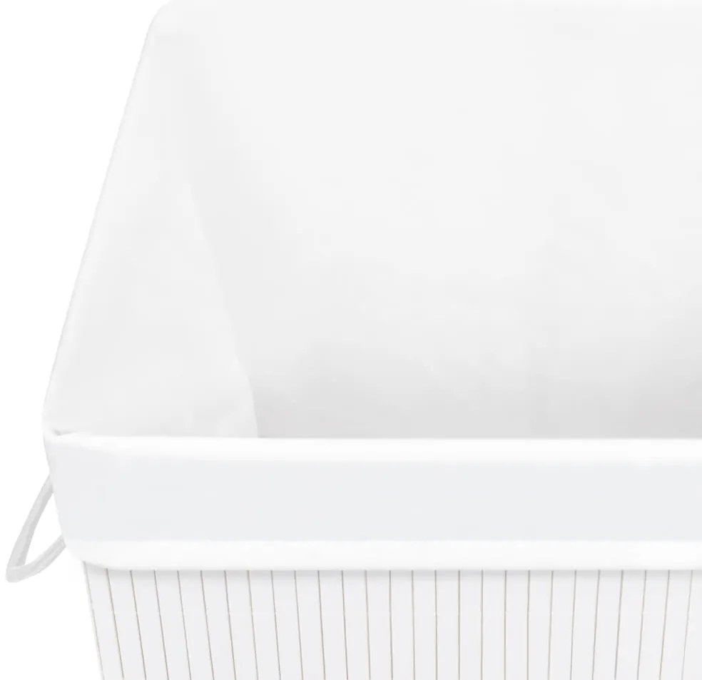 Cesto para roupa suja c/ secção única bambu branco
