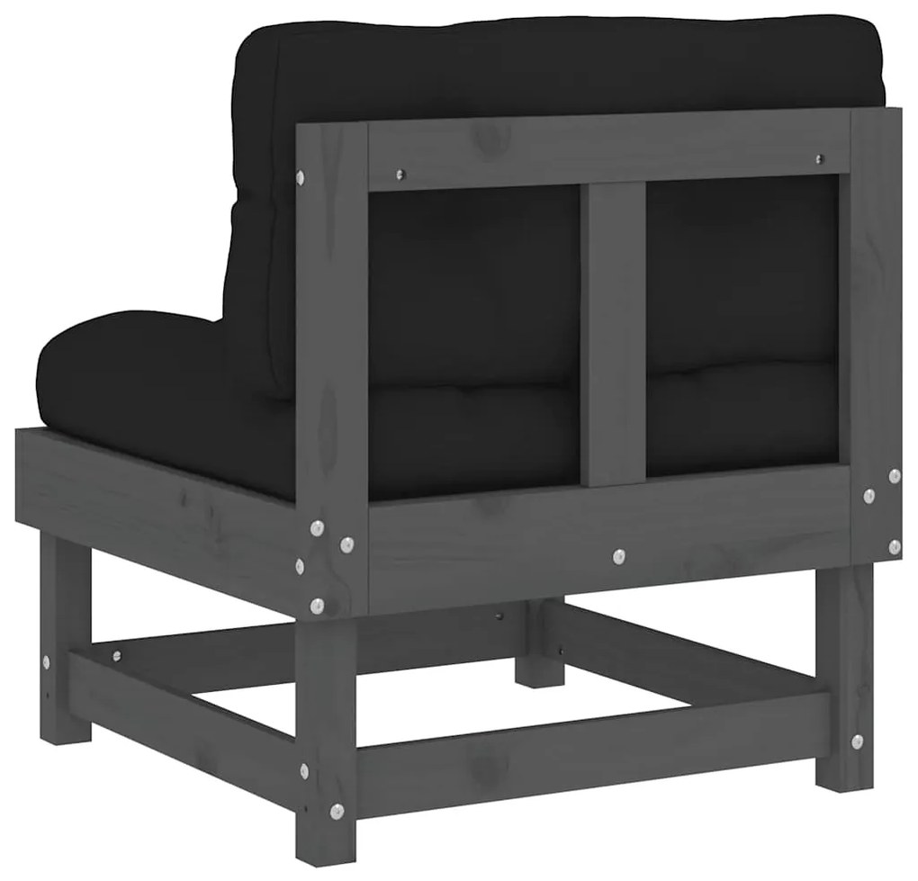 Sofás de centro com almofadões 2 pcs pinho maciço cinzento