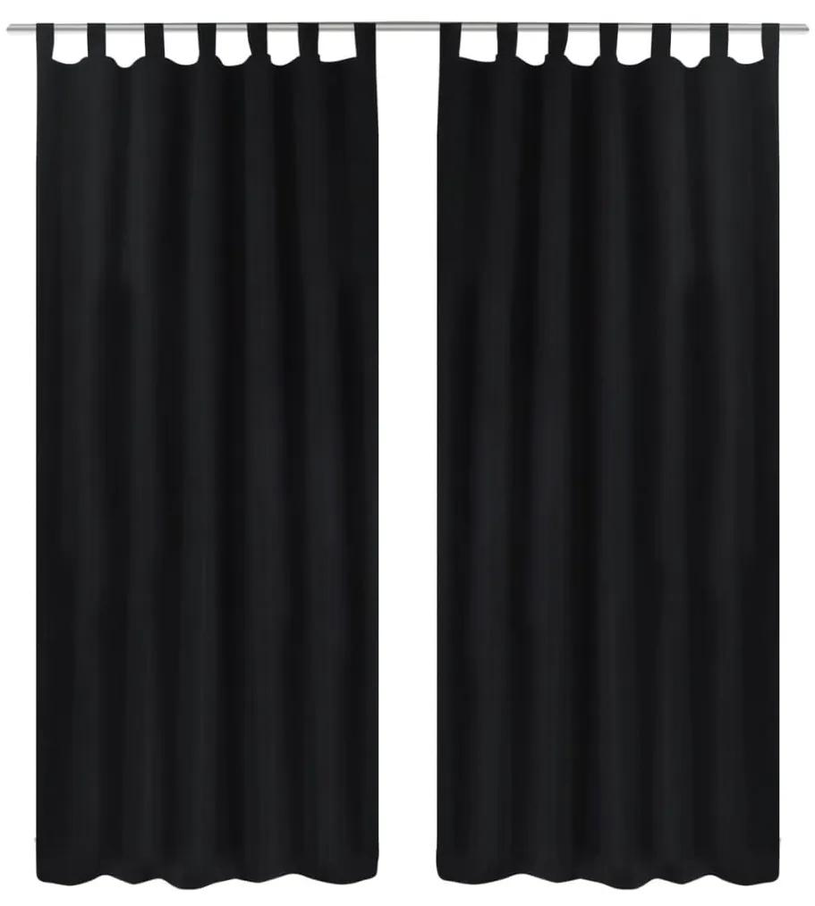 Cortinas de cetim com laços, 2 pcs, preto 140 x 175 cm
