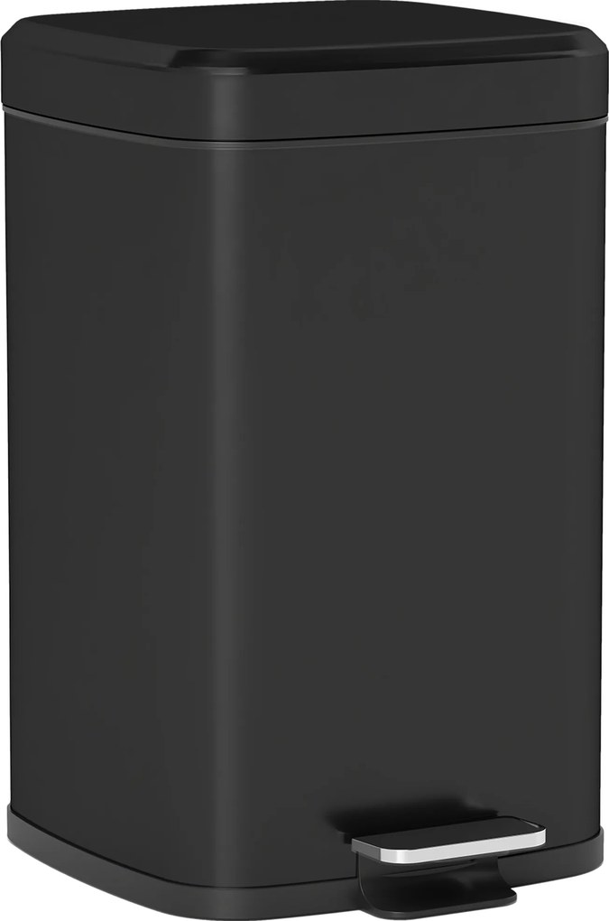 HOMCOM Lixeira de Cozinha 20 L com Tampa de Fechamento Suave e Pedal, Balde Interno Removível, 28L x 35l x 45H cm, Preto | Aosom Portugal