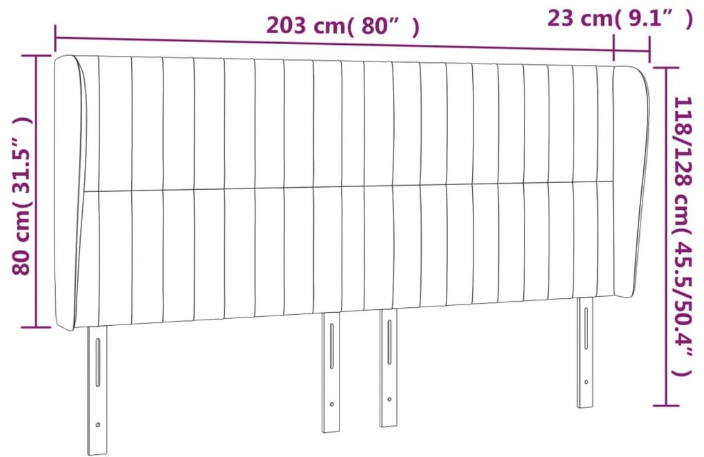 Cabeceira cama c/ abas veludo 203x23x118/128 cm verde-escuro