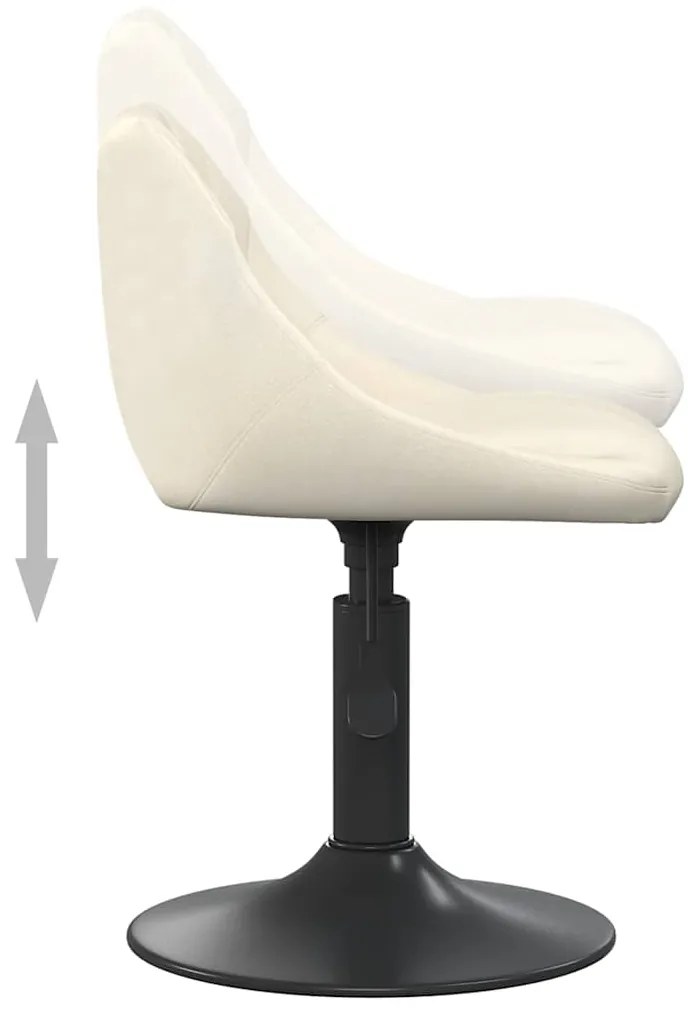 Cadeiras de jantar giratórias 2 pcs veludo cor creme