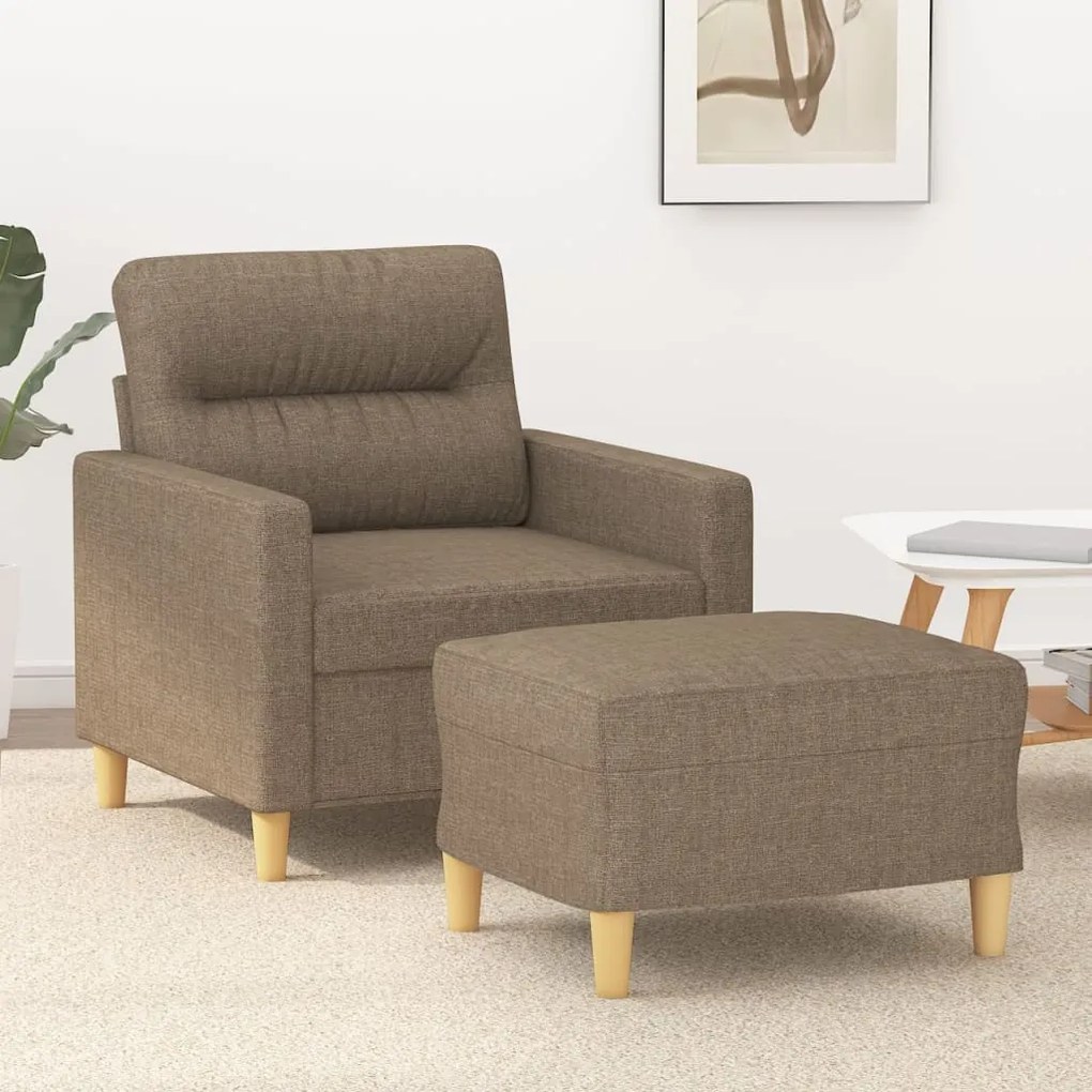 vidaXL Poltrona com apoio de pés 60 cm tecido cinza-acastanhado
