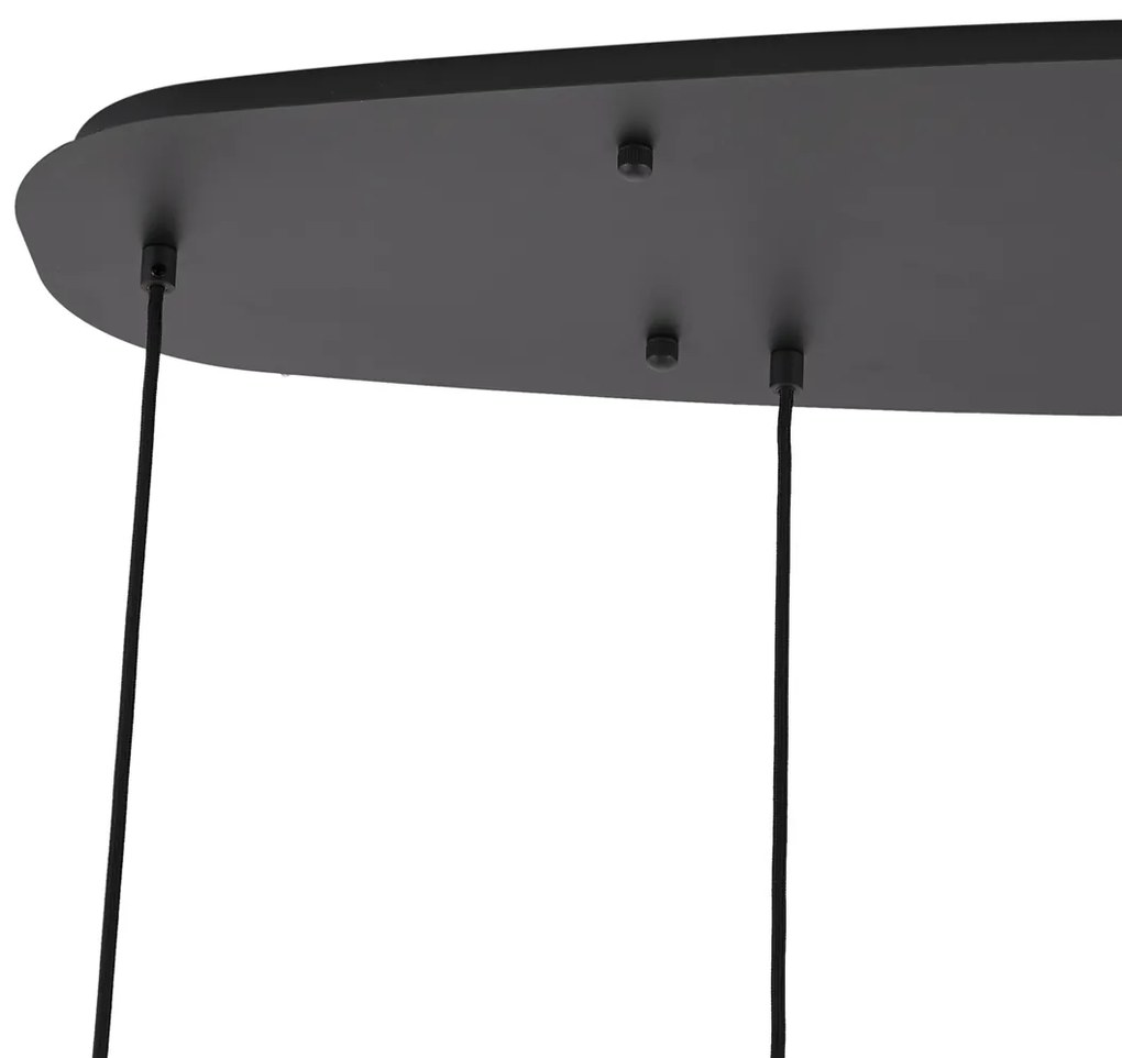 Candeeiro suspenso de design preto com vidro fumado 5-luzes - Gus