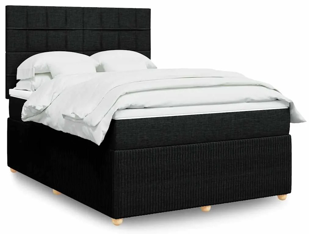 vidaXL Cama com molas/colchão 140x190 cm tecido preto