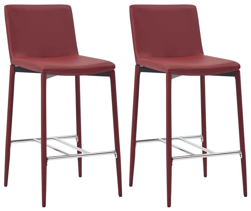 vidaXL Bancos de bar 2 pcs couro artificial vermelho tinto