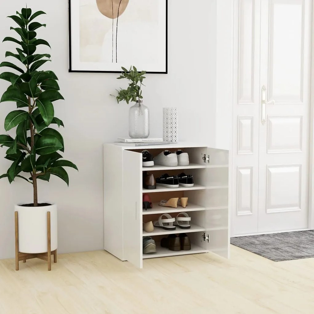 808924 vidaXL Armário para sapatos 60x35x70 cm contraplacado branco brilhante