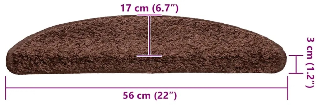 Tapetes de escada 20 pcs 56x17x3 cm castanho