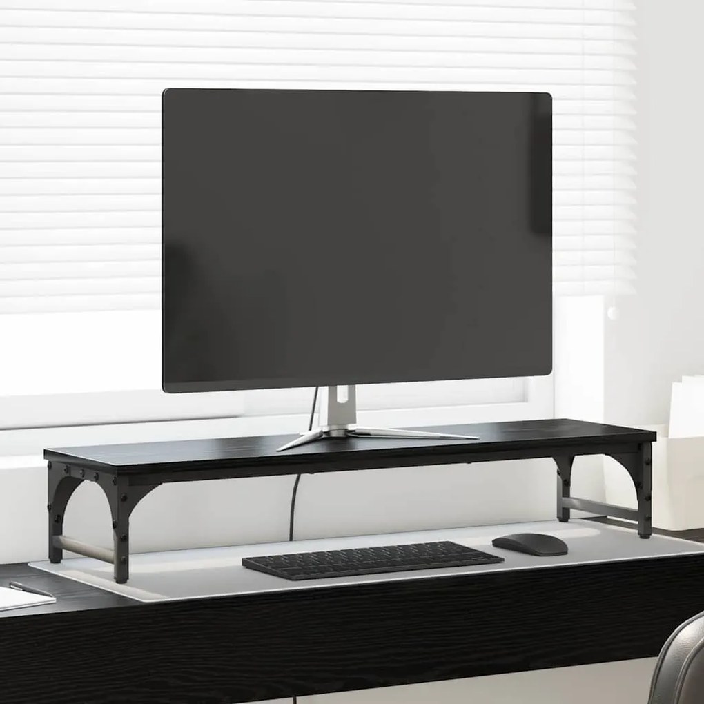 vidaXL Suporte para Monitor Carvalho Preto 85 x 23 x 15,5 cm
