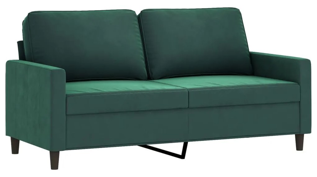 3 pcs conjunto de sofás com almofadões veludo verde-escuro