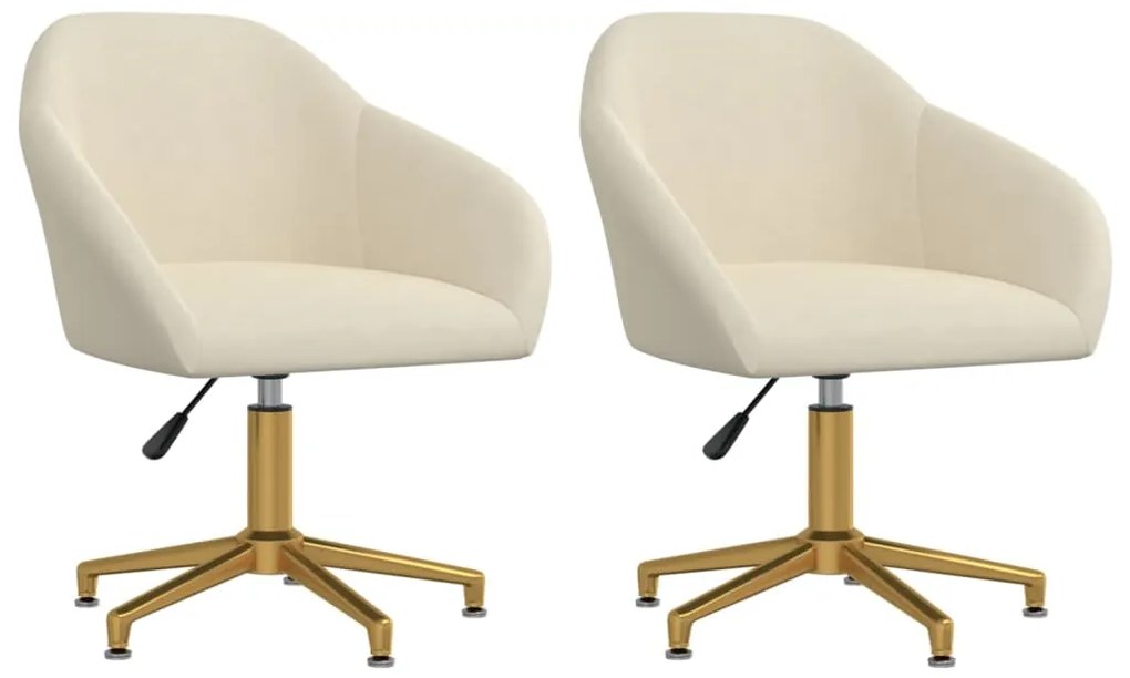 vidaXL Cadeiras de jantar giratórias 2 pcs veludo cor creme