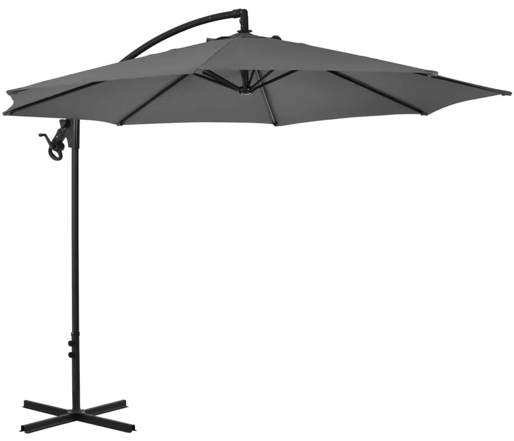 Guarda-sol cantilever com poste de aço 300 cm antracite