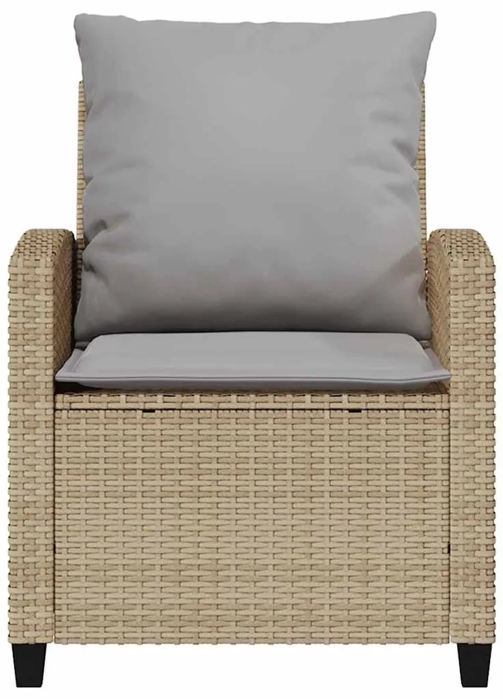 4 pcs conjunto de sofás para jardim c/ almofadões vime PE bege