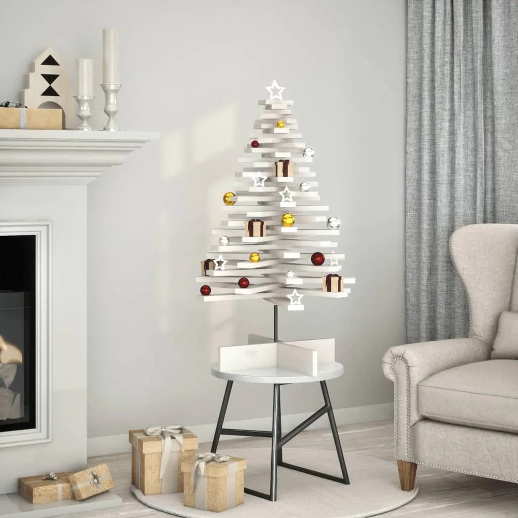 Árvore de Natal decorativa 100cm madeira de pinho maciça branco