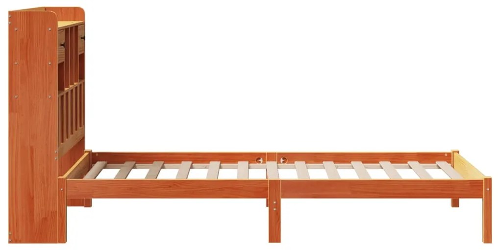 Cama com estante sem colchão 75x190cm pinho maciço castanho-mel
