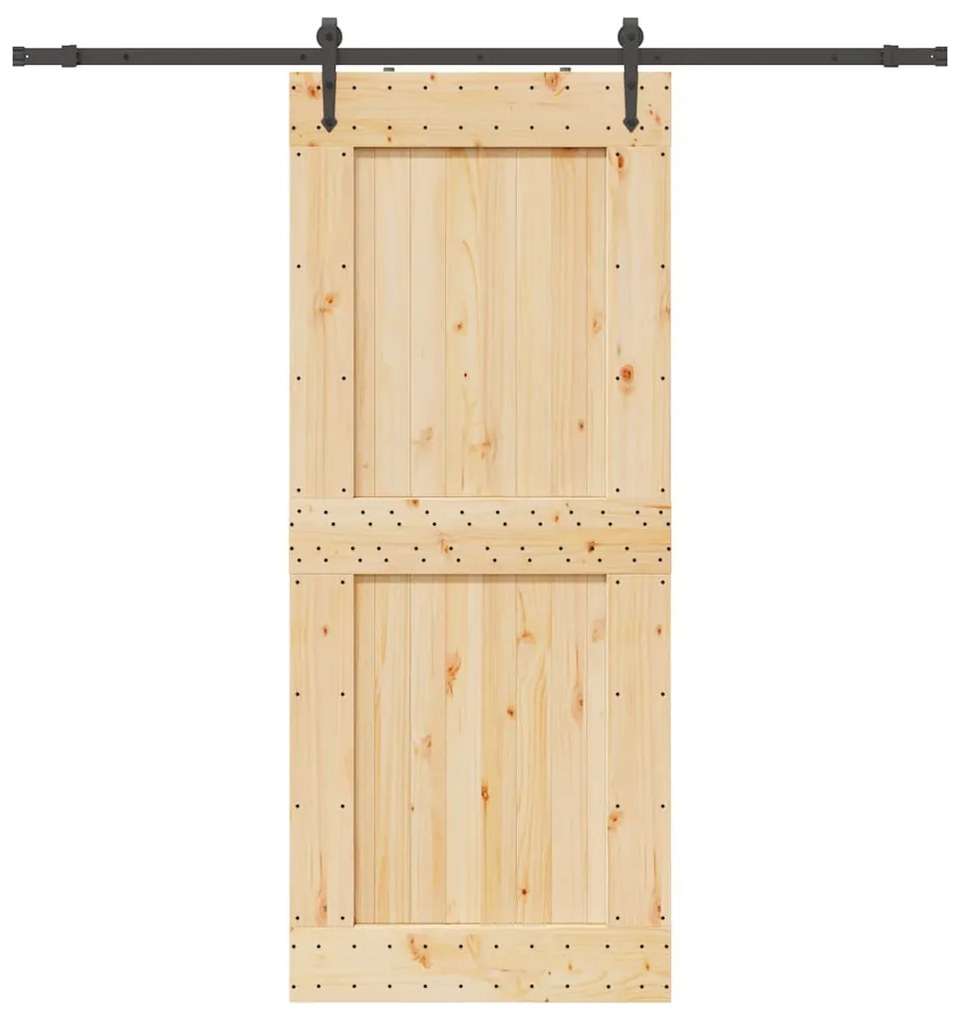 vidaXL Porta de correr com ferragens 95x210 cm madeira de pinho maciça