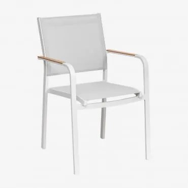 Pack De 2 Cadeiras De Jardim Empilháveis Com Apoios De Braços Em Alumínio Archer Gardénia Branco - Sklum