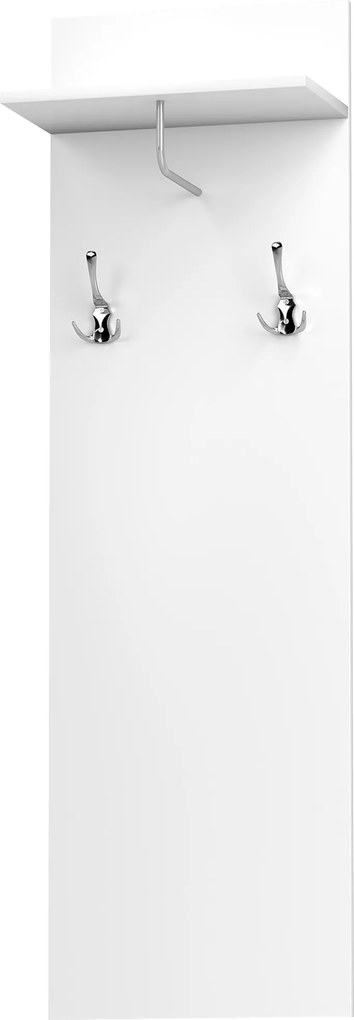Cabide de parede para a entrada com prateleira 40 L x 21,3 P x 130 A cm, 2 ganchos e barra de alumínio, para a entrada, corredor ou quarto branco