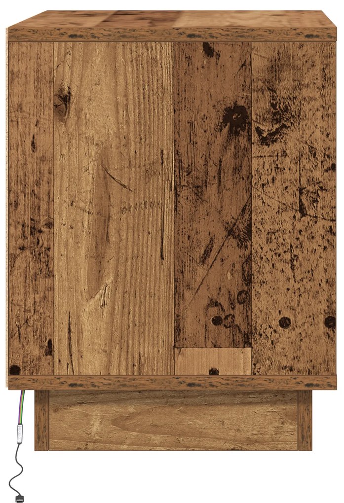 Cômodas de cabeceira com luzes LED 2 pcs Madeira velha 44x34,5x45 cm