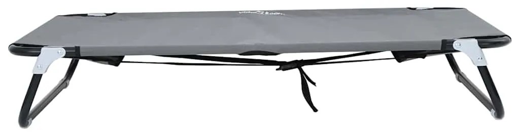 Cama de Cão Dobrável Cinza Claro Estrutura de Metal, Cama de Tecido