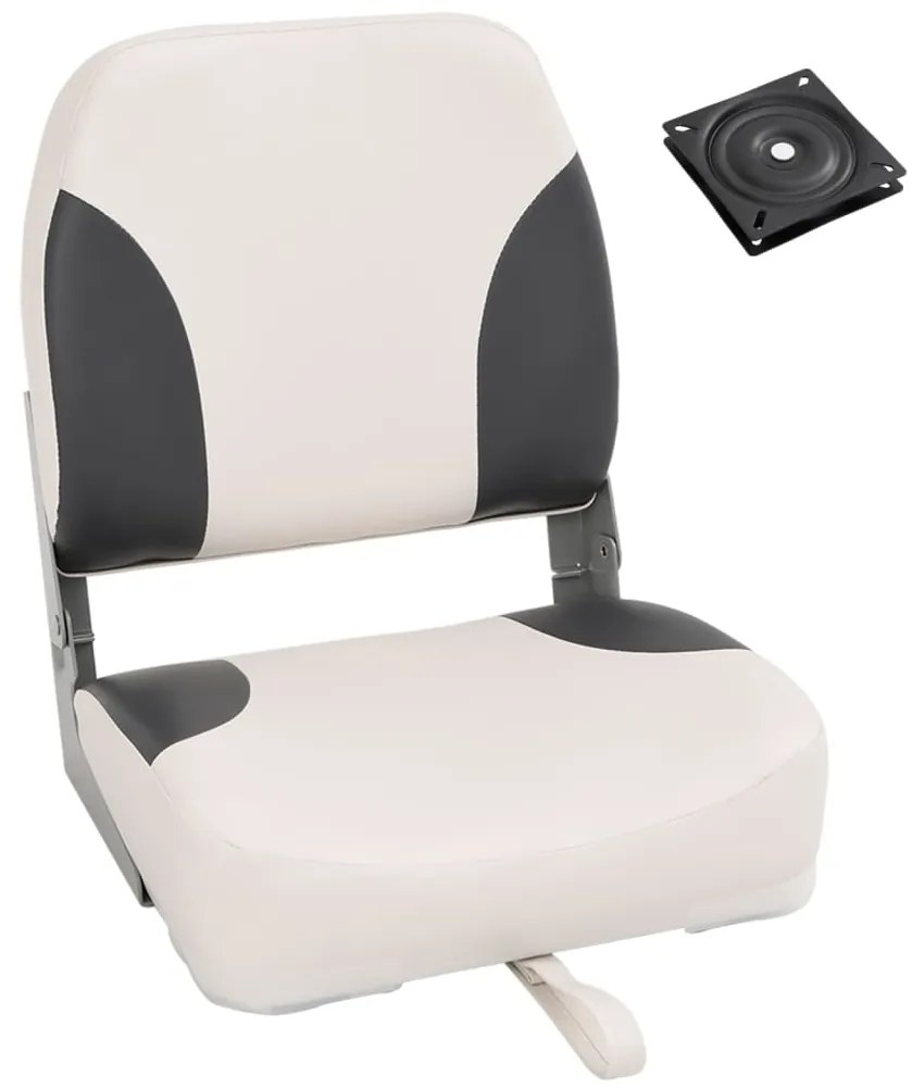 vidaXL Conjunto de 1 assento de barco dobrável c/ encosto baixo e alça