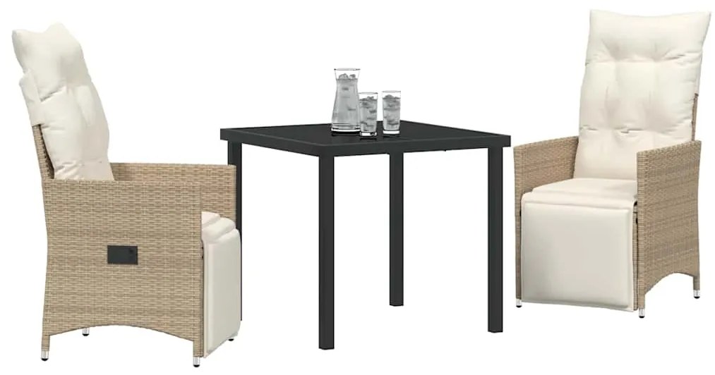 Conjunto de Jantar de Jardim com 3 Peças e Almofadinhas Beijinhas em R