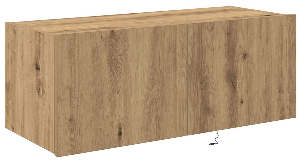 Armário de TV vidaXL com luzes LED Carvalho Artesanal 80x35x31 cm