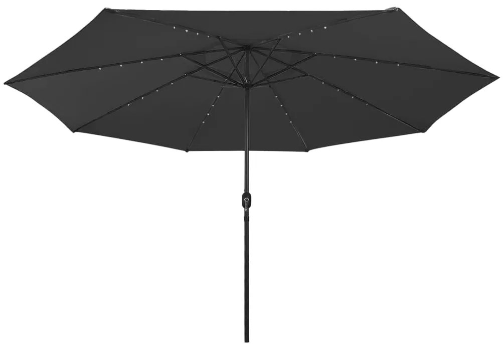 Guarda-sol de jardim com luzes LED 400 cm preto