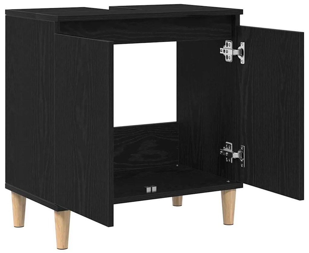 Gabinete de Pia vidaXL Preto Carvalho 58x33x60 cm Madeira Engenharia