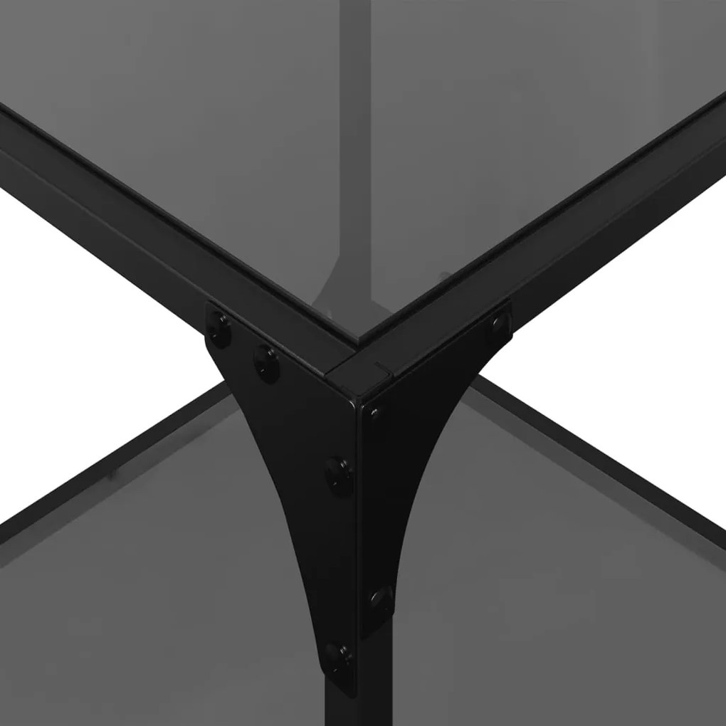 Mesas de centro c/ topo em vidro preto 2 pcs 40x40x40 cm aço