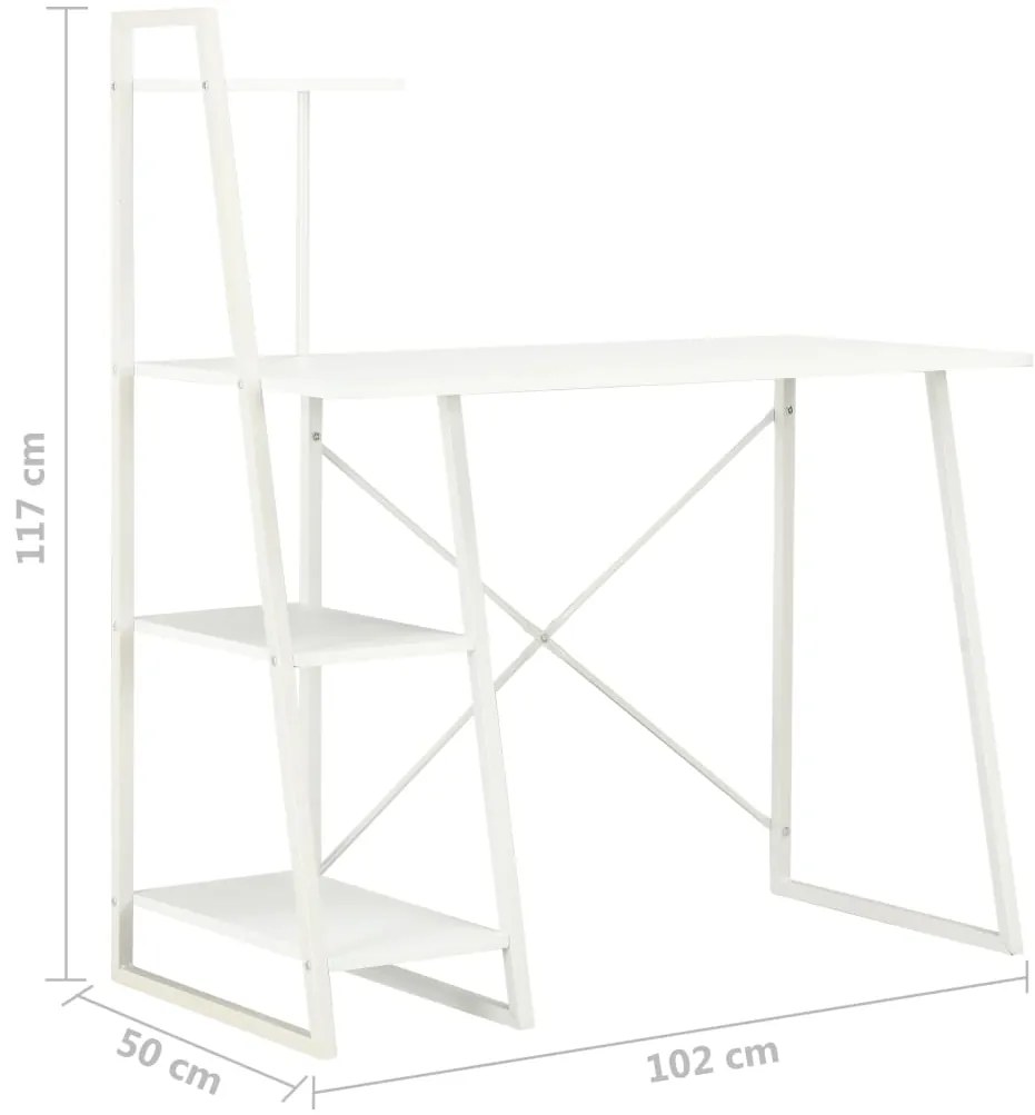 Secretária com unidade de prateleiras 102x50x117 cm branco