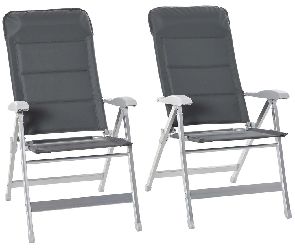 Outsunny Conjunto de 2 Cadeiras de Jardim Dobráveis Cadeira de Exterior com Encosto Alto Reclinável em Várias Posições Braços | Aosom Portugal