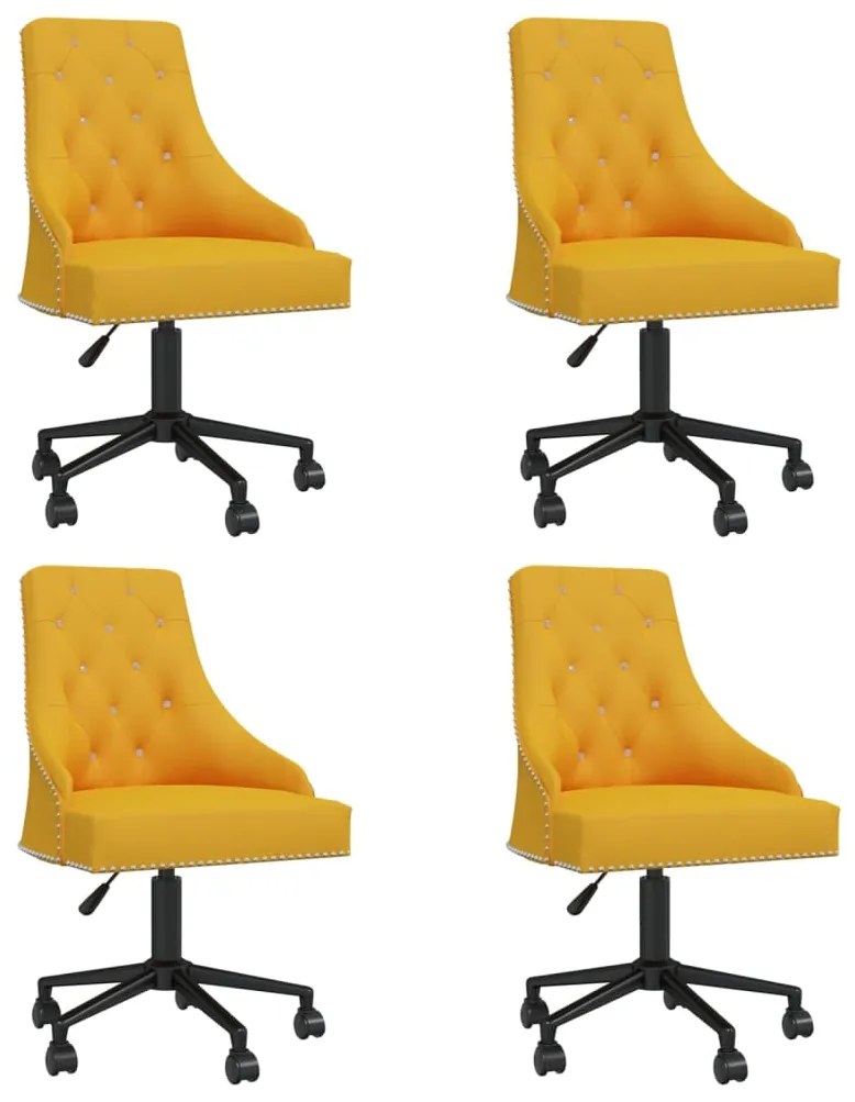 vidaXL Cadeiras de jantar giratórias 4 pcs veludo amarelo