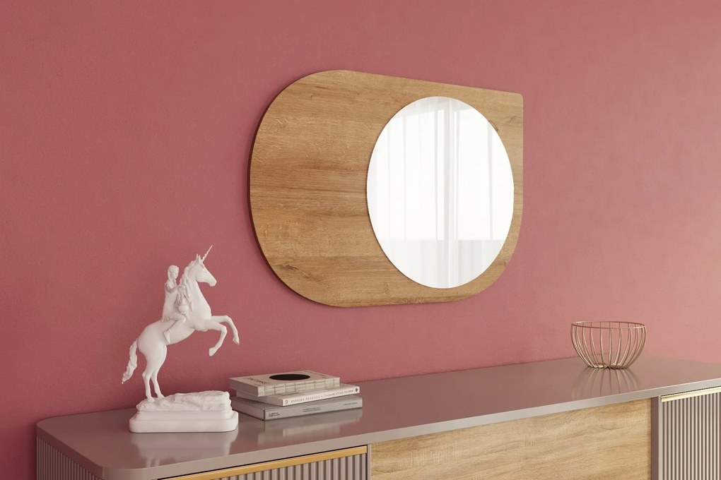 Espelho "Pubble" - 60 x 90 x 2,2 cm - Carvalho Safira - Design Moderno