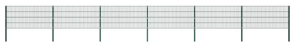 278609 vidaXL Painel de vedação com postes ferro 10,2x0,8 m verde