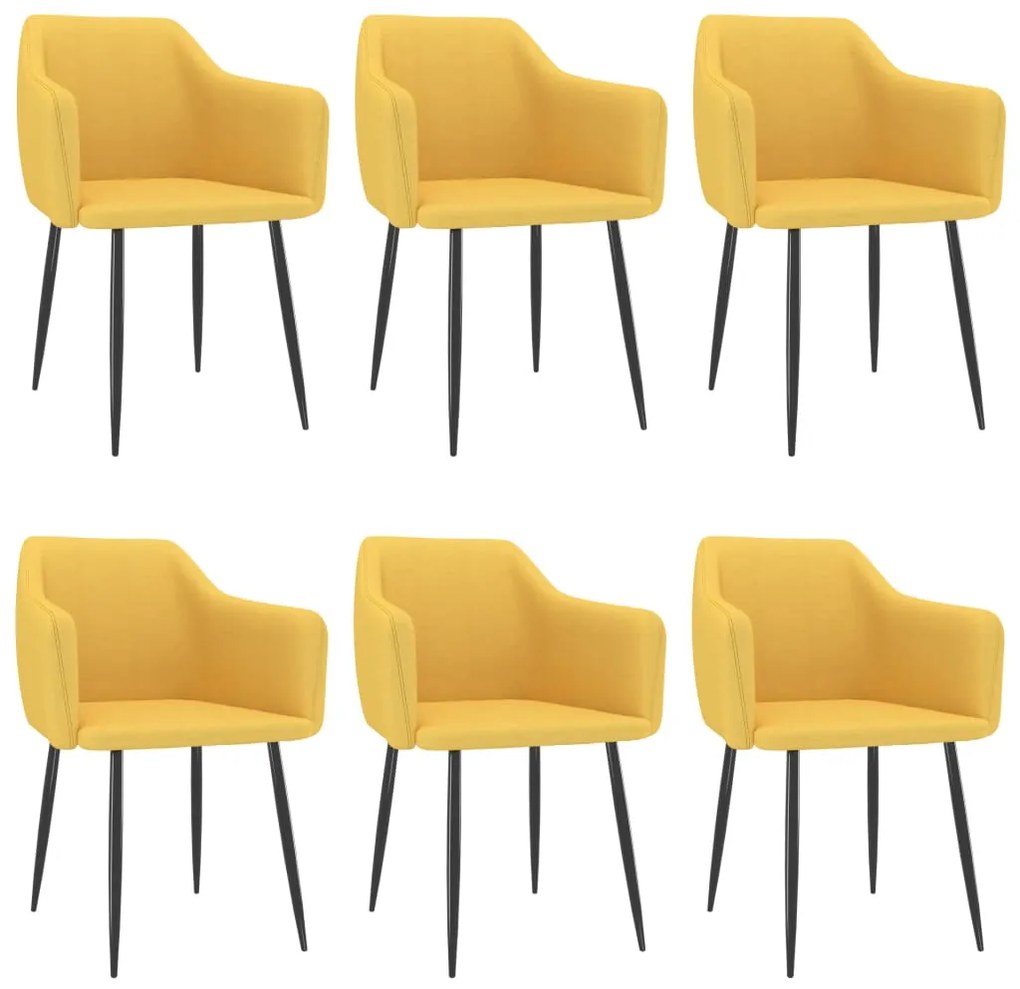 3068680 vidaXL Cadeiras de jantar 6 pcs tecido amarelo