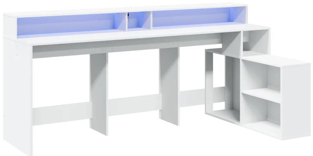Secretária c/ luzes LED 200x104x91 cm derivados madeira branco