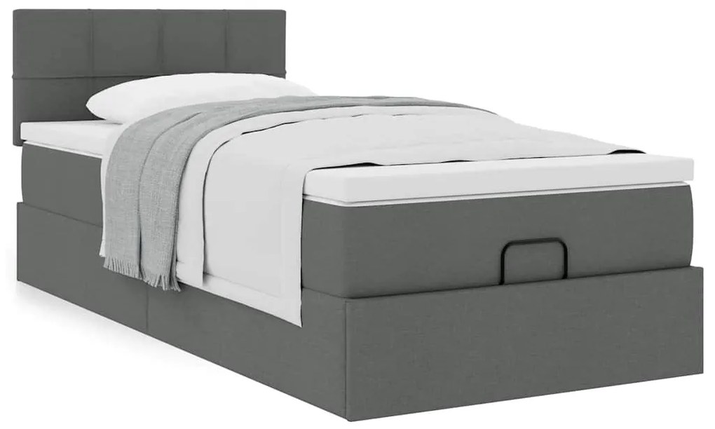 Estrutura cama otomana colchão 90x190 cm tecido cinzento escuro