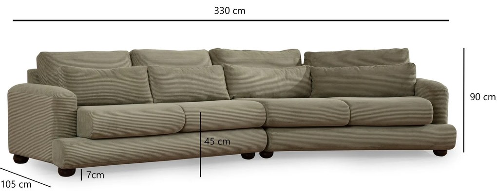 Sofá de 4 Lugares River – Verde – 330 cm x 105 cm x 90 cm