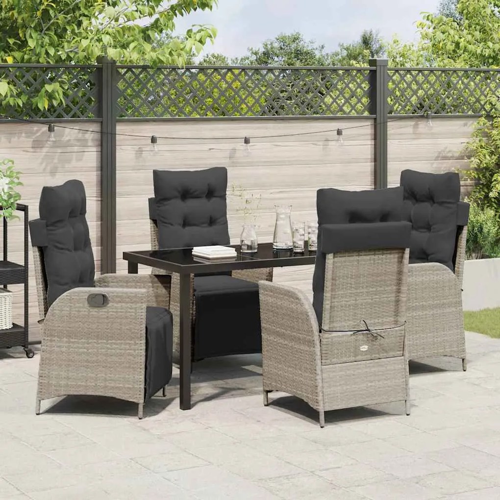 Conjunto de Jantar de Jardim de 5 Peças em Rattan Cinza Claro