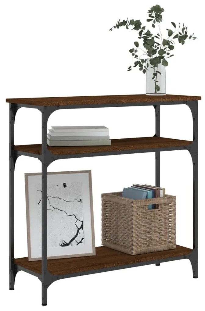Mesa consola 75x29x75 cm derivados madeira carvalho castanho