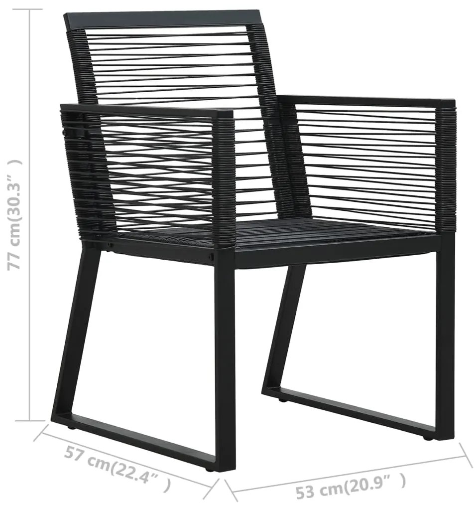 Cadeiras de jardim 4 pcs vime em corda preto