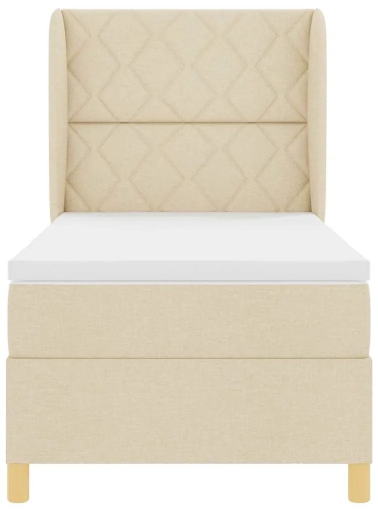 Cama Box Spring com Colchão vidaXL Creme 100x200 cm Tecido