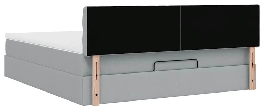 Estrutura de cama otomana com colchão 180x200 cm cinzento claro