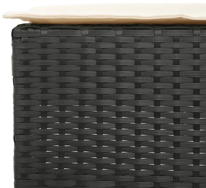 7 pcs conjunto de bar para jardim c/ almofadões vime PE preto
